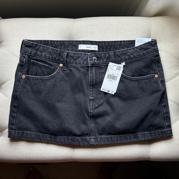 Mango Black Denim Low Waist Mini - Picture 1 of 6